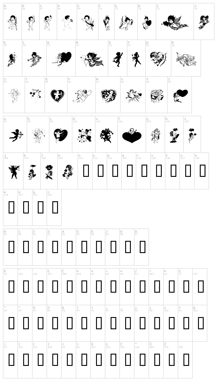 LM Cupids font map